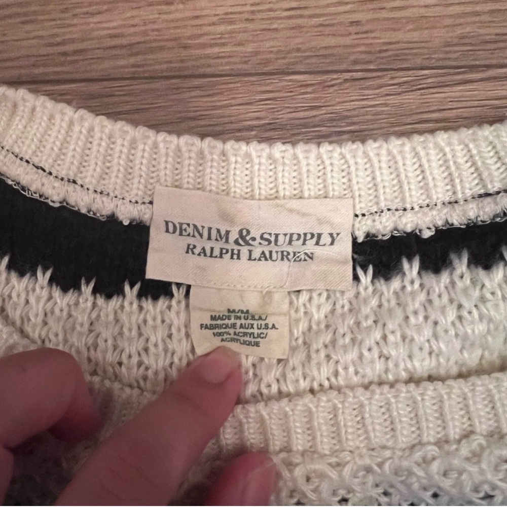 Denim & Supply Ralph Lauren Black and White Striped Crewneck Sweater - Picture 2 of 6
